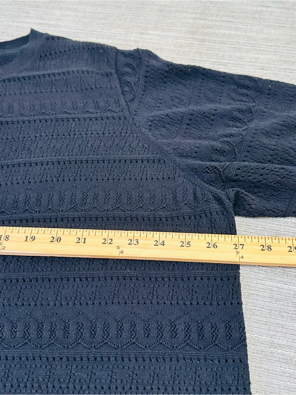 J Crew Pointelle 100% Cotton Cardigan Sweater Women's Sz 3X Black Buttons